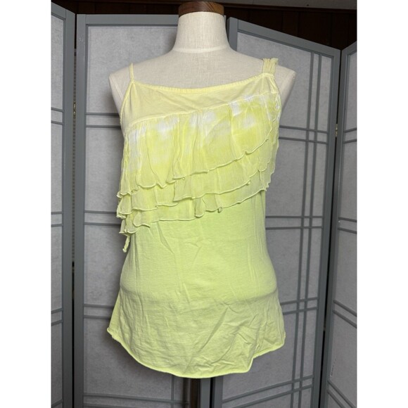 Y2K Vintage Language Los Angeles Ombre Pastel Ruffle Tank Top Silk Blend Large - Picture 2 of 7